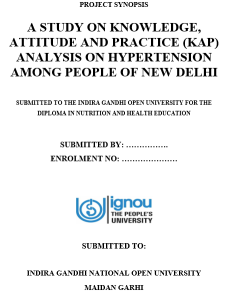 DNHE Project Synopsis Front Page