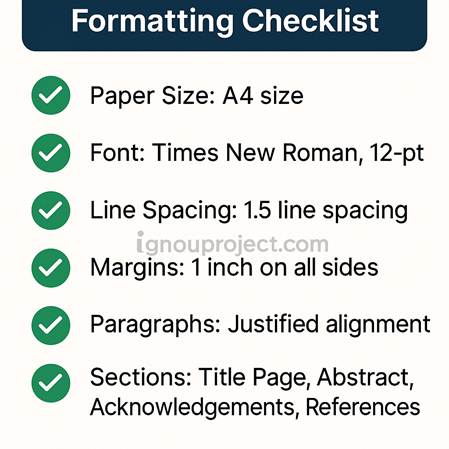 IGNOU BAPCH Project Formatting Checklist