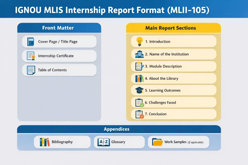 IGNOU MLIS Internship Report Format (MLII-105)