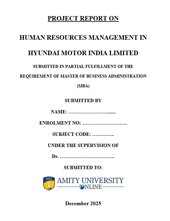 Sample Front Page of AMITY Project