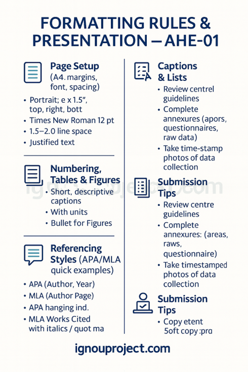 Formatting Rules & Presentation for AHE Project
