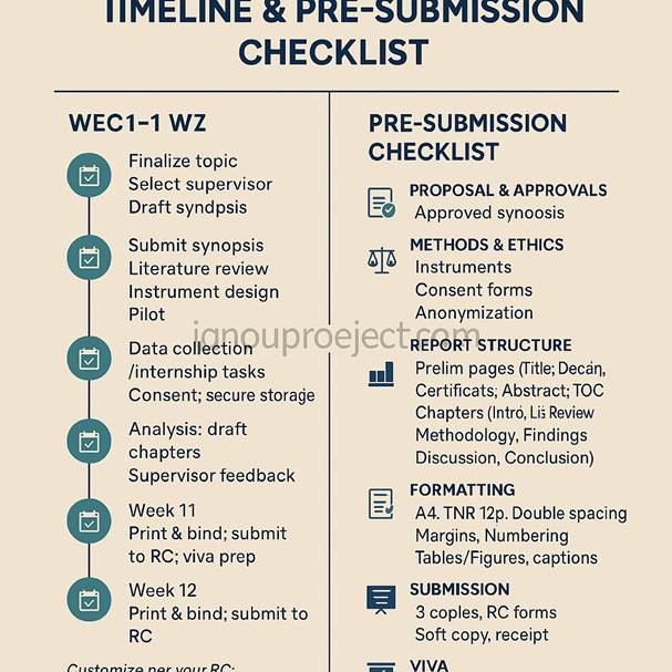 Timeline & Checklist for IGNOU MWGP 101 Project