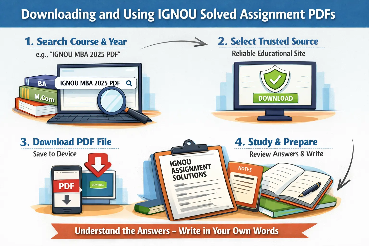 Downloading and Using IGNOU Solved Assignment PDFs