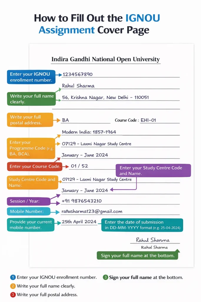 How to Fill Out the IGNOU Assignment Cover Page (Step-by-Step)