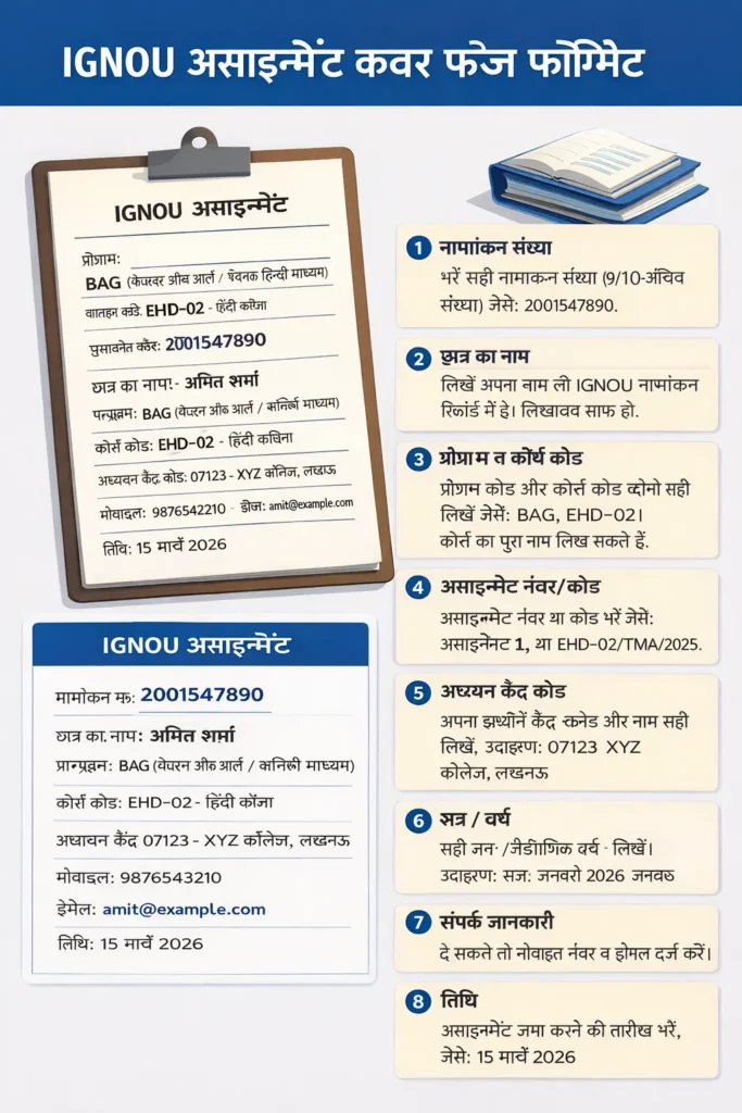 IGNOU Assignment Cover Page Format in Hindi