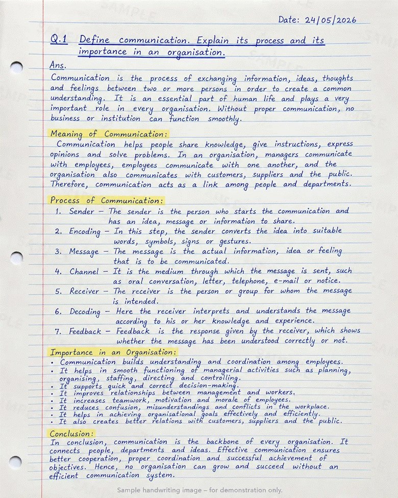 IGNOU MMPC-004 handwritten assignment sample page
