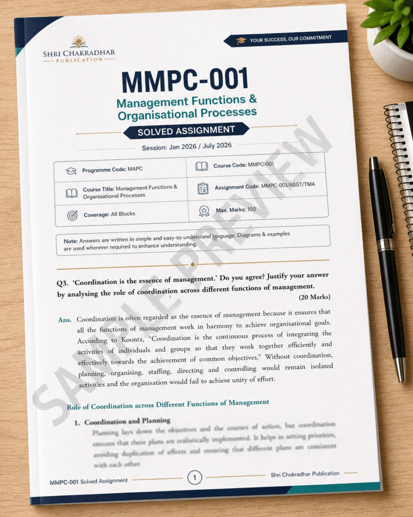 Sample page of the IGNOU MMPC-001 solved assignment for Jan 2026 / July 2026 session