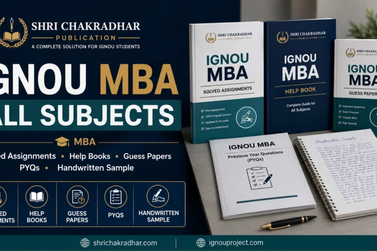 IGNOU MBA solved assignments, handwritten help books, guess papers and PYQs for all subjects