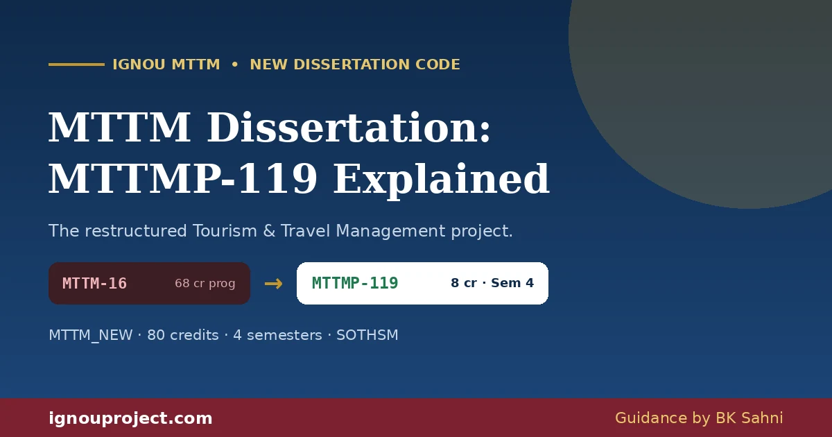 IGNOU MTTM dissertation MTTMP-119 – new 8-credit code replacing MTTM-16