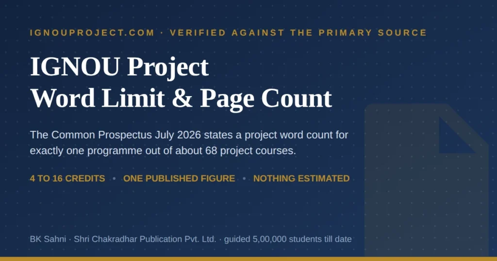 IGNOU project word limit and page count explained from the Common Prospectus July 2026