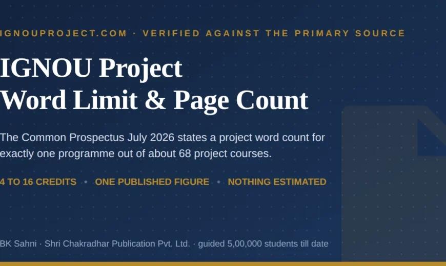 IGNOU project word limit and page count explained from the Common Prospectus July 2026