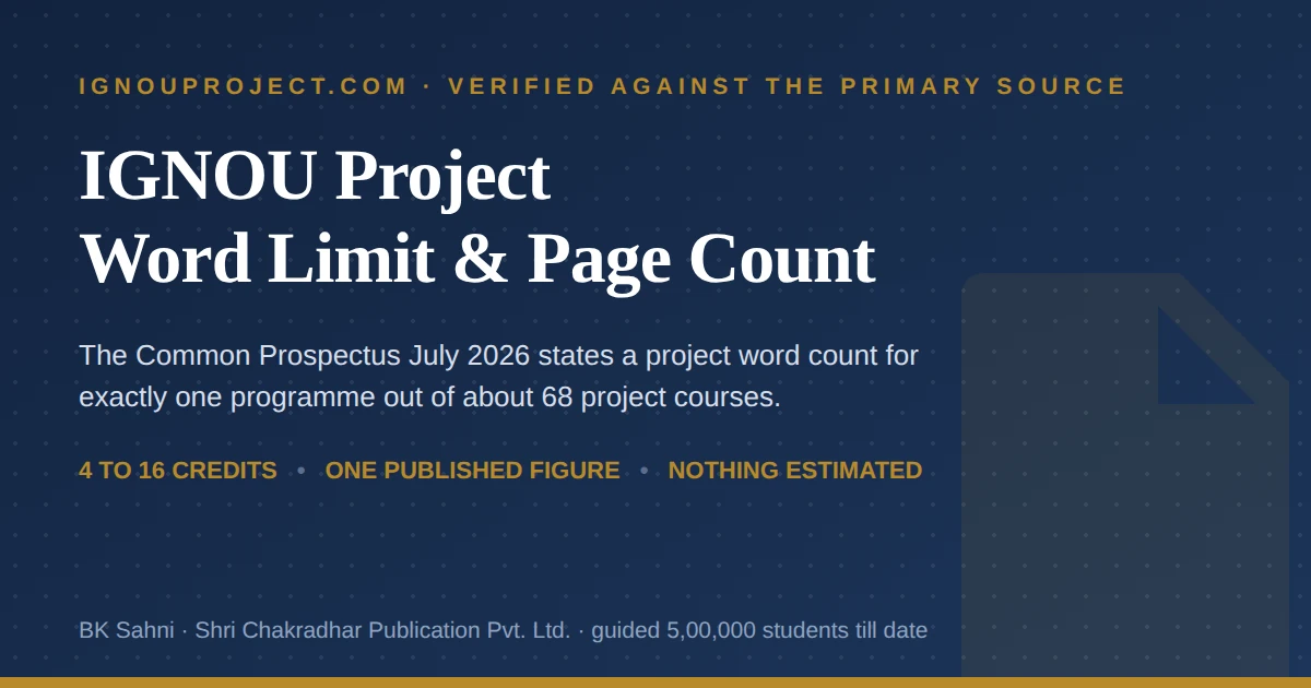 IGNOU project word limit and page count explained from the Common Prospectus July 2026